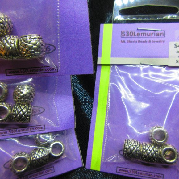 Silver Plated Barrel Beads 4Pcs In Each Package Lot Of 4 Packages - Picture 3 of 3